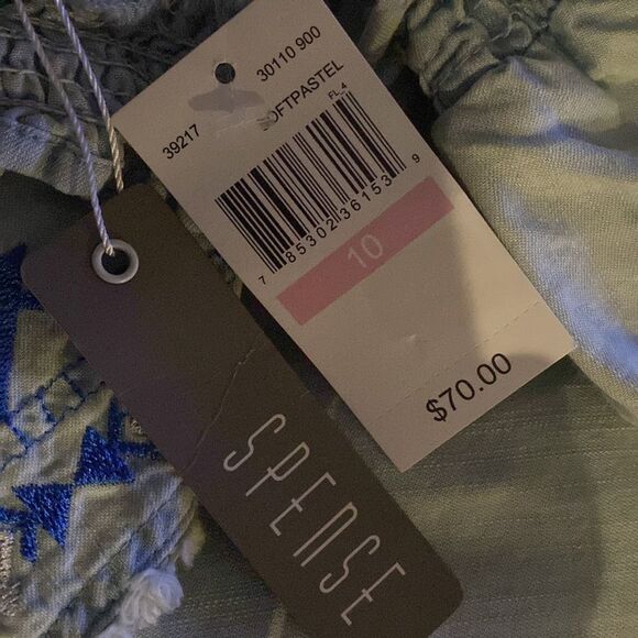 NWT Women Spense Light Denim Wide Leg Elastic Waist Pockets Cropped Jumpsuit 10 - Picture 8 of 8